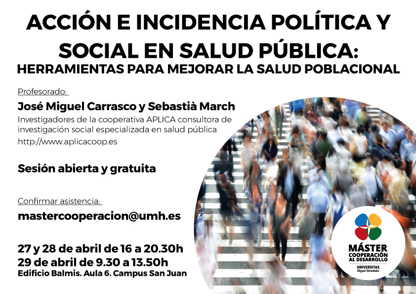 Taller abierto y gratuito sobre «Acción e Incidencia Política en Salud Pública».